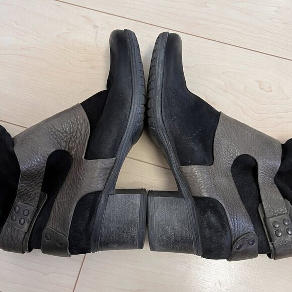 MJUS Knee High Black Suede Boots With Grey Harness Detail Sz 40 - Picture 5 of 12